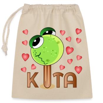 Eiscreme Frosch Kita - Closable cotton gift bag (25x30cm) - nature - Front