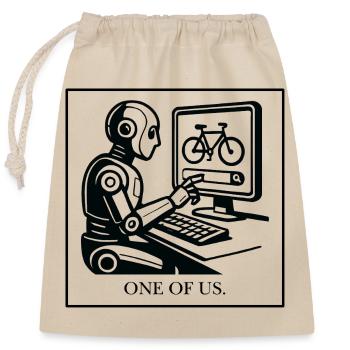 Robotik-Design Fahrrad am Monitor - Verschließbarer Geschenkbeutel aus Baumwolle (25x30cm) - Natur - Vorne