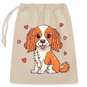 Cavalier Spaniel (Comic) - Verschließbarer Geschenkbeutel aus Baumwolle (25x30cm) - Natur - Vorne