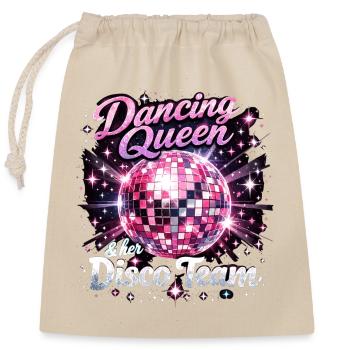 Dancing Queen & Disco Team : Mix Ball Disco Party - Sac cadeau en coton avec cordon (25 x 30 cm) - nature - Devant