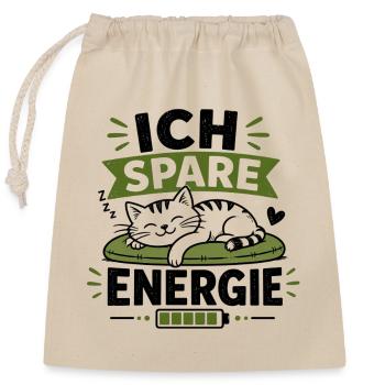 Ich Spare Energie Katze - Verschließbarer Geschenkbeutel aus Baumwolle (25x30cm) - Natur - Vorne