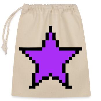Pixel Stern 8-Bit Power Up - Verschließbarer Geschenkbeutel aus Baumwolle (25x30cm) - Natur - Vorne