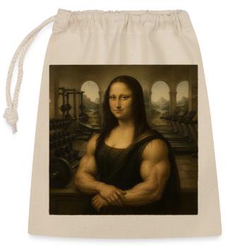 Mona Lifta Leonardo da Vinci Fun Weightlifting - Closable cotton gift bag (25x30cm) - nature - Front