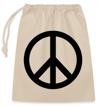 Signe de paix - Sac cadeau en coton avec cordon (25 x 30 cm) - nature - Devant
