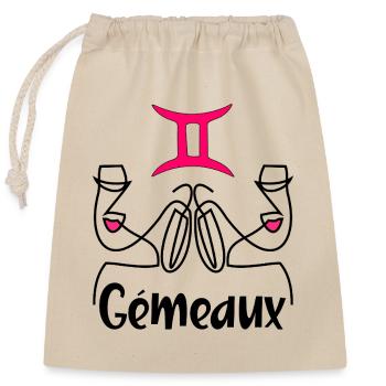 Gémeaux français - Sac cadeau en coton avec cordon (25 x 30 cm) - nature - Devant