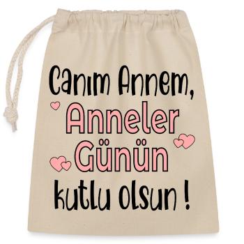 Türkische Mama Muttertag - Verschließbarer Geschenkbeutel aus Baumwolle (25x30cm) - Natur - Vorne