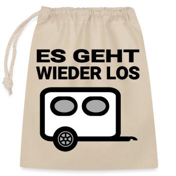 Camping - Verschließbarer Geschenkbeutel aus Baumwolle (25x30cm) - Natur - Vorne