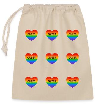 Motif de cœurs arc-en-ciel queer - Sac cadeau en coton avec cordon (25 x 30 cm) - nature - Devant