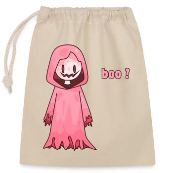 Un joli fantôme rose d’Halloween dit Bouh ? - Sac cadeau en coton avec cordon (25 x 30 cm) - nature - Devant