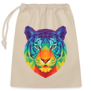 Pop Art géométrique néon bleu Tête de tigre - Sac cadeau en coton avec cordon (25 x 30 cm) - nature - Devant