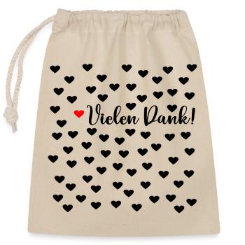 Dankbarkeit Vielen Dank Herzen - Verschließbarer Geschenkbeutel aus Baumwolle (25x30cm) - Natur - Vorne