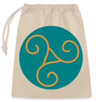 Decorative triskel in orange scrolls - Closable cotton gift bag (25x30cm) - nature - Front