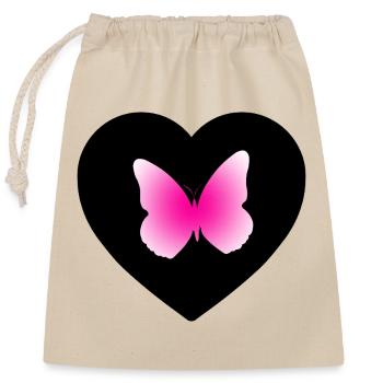 Schmetterling - Verschließbarer Geschenkbeutel aus Baumwolle (25x30cm) - Natur - Vorne