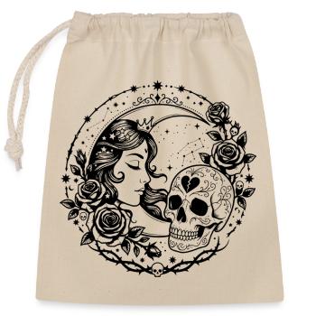 Design gothique de la déesse lunaire de la rose du crâne - Sac cadeau en coton avec cordon (25 x 30 cm) - nature - Devant