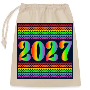Année arc-en-ciel 2027 - Sac cadeau en coton avec cordon (25 x 30 cm) - nature - Devant