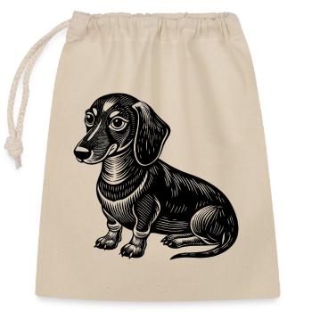 Teckel assis - Sac cadeau en coton avec cordon (25 x 30 cm) - nature - Devant