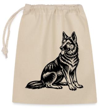 German Shepherd Sitting - Closable cotton gift bag (25x30cm) - nature - Front