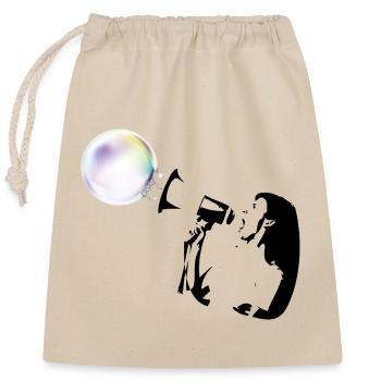 bubble shot - Closable cotton gift bag (25x30cm) - nature - Front