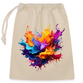 Farbspritzer Explosion - Verschließbarer Geschenkbeutel aus Baumwolle (25x30cm) - Natur - Vorne