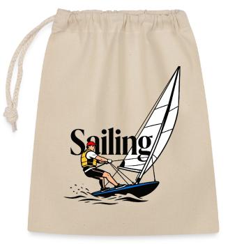 sailing sailor - Closable cotton gift bag (25x30cm) - nature - Front