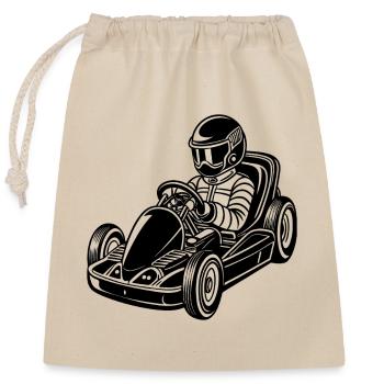 Go kart - Closable cotton gift bag (25x30cm) - nature - Front