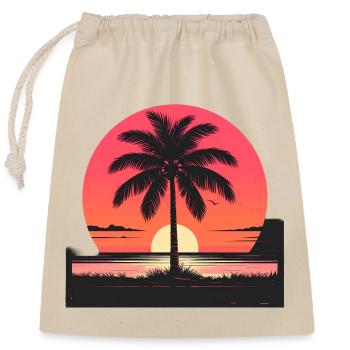 Île Sunset Palm - Sac cadeau en coton avec cordon (25 x 30 cm) - nature - Devant