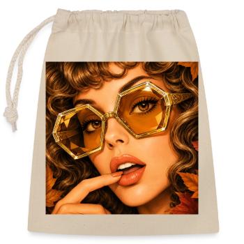Amber Safari Vintage Glamour Portrait - Sac cadeau en coton avec cordon (25 x 30 cm) - nature - Devant
