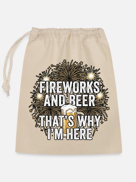 Fireworks Pyro And Beer - Verschließbarer Geschenkbeutel aus Baumwolle (25x30cm) - Natur