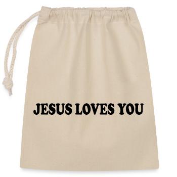 Jesus loves you - Closable cotton gift bag (25x30cm) - nature - Front