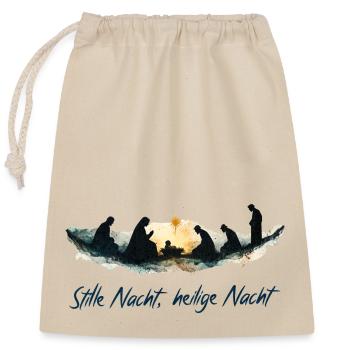 Silent Night: Christmas at the Manger of Jesus - Closable cotton gift bag (25x30cm) - nature - Front