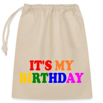 It's my birthday - Closable cotton gift bag (25x30cm) - nature - Front