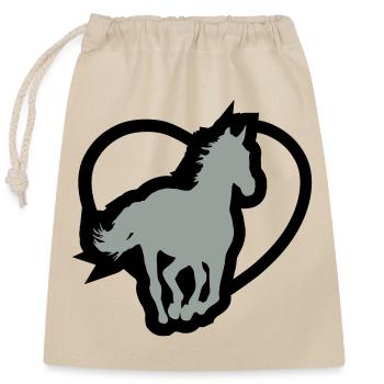 Horse - Closable cotton gift bag (25x30cm) - nature - Front