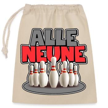 Alle Neune - Verschließbarer Geschenkbeutel aus Baumwolle (25x30cm) - Natur - Vorne