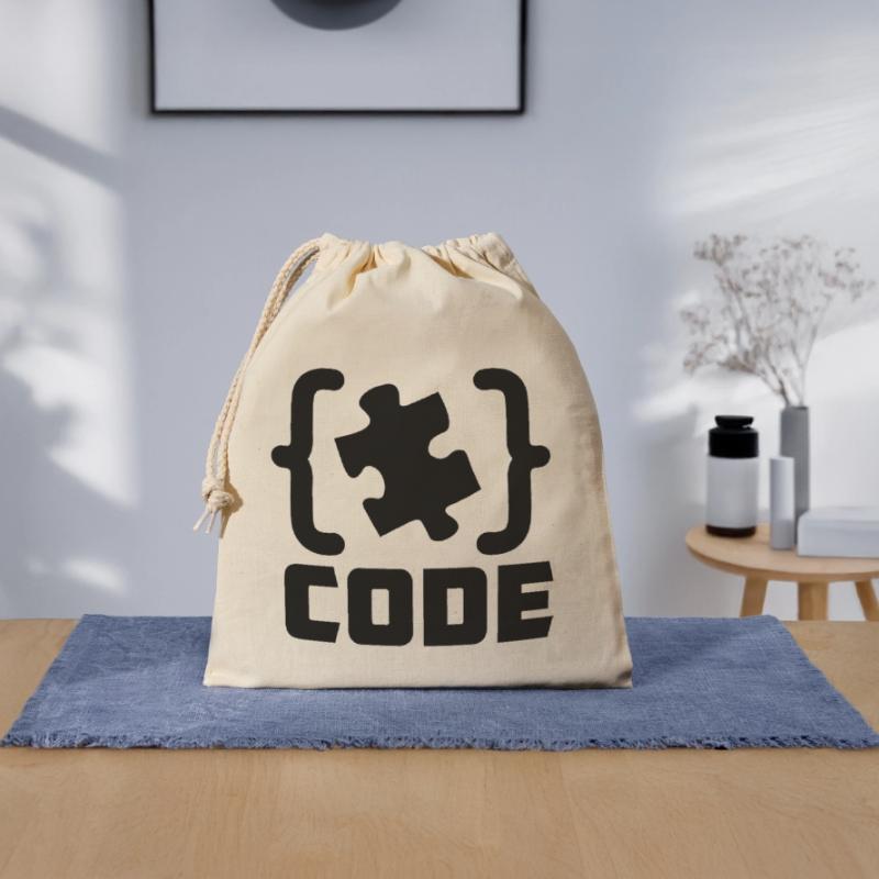 programmer Code puzzle piece solving Closable cotton gift bag (25x30cm)