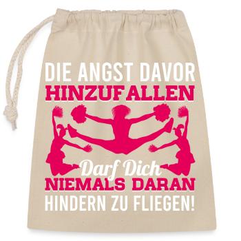 DIE ANGST DAVOR HINZUFALLEN DARF DICH NIEMALS ... - Verschließbarer Geschenkbeutel aus Baumwolle (25x30cm) - Natur - Vorne