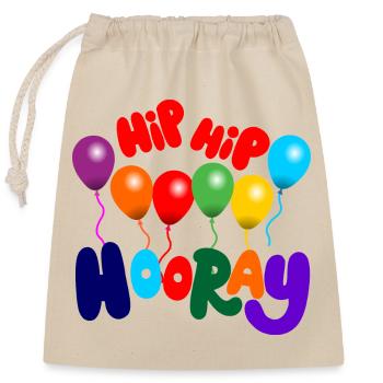 Party Hip, hip hurra - Verschließbarer Geschenkbeutel aus Baumwolle (25x30cm) - Natur - Vorne