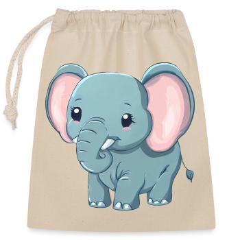 Süßer Grauer Elefant - Afrika - Verschließbarer Geschenkbeutel aus Baumwolle (25x30cm) - Natur - Vorne