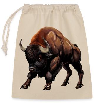 Vache, Buffle, Taureau, Bison - Conception animale - Sac cadeau en coton avec cordon (25 x 30 cm) - nature - Devant