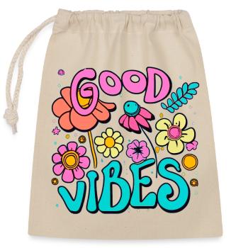Vibes - Closable cotton gift bag (25x30cm) - nature - Front