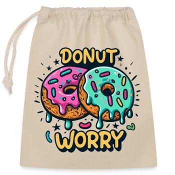Donut worry - Closable cotton gift bag (25x30cm) - nature - Front