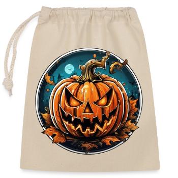 Furchteinflößender Kürbis, Halloween-Party - Verschließbarer Geschenkbeutel aus Baumwolle (25x30cm) - Natur - Vorne