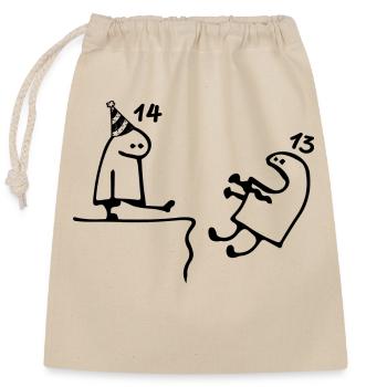 14 ans : Adieu âge 13 ans, Joyeux 14e anniversaire - Sac cadeau en coton avec cordon (25 x 30 cm) - nature - Devant