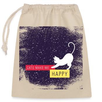 Les chats me rendent heureux avec une bordure sale - Sac cadeau en coton avec cordon (25 x 30 cm) - nature - Devant