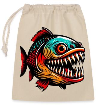 Piranha - Sac cadeau en coton avec cordon (25 x 30 cm) - nature - Devant