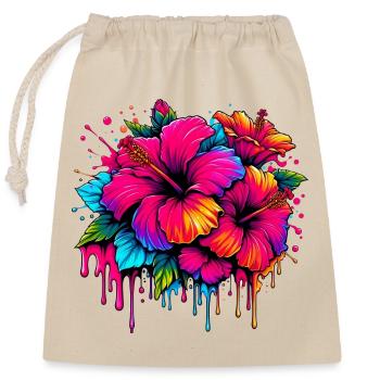 Hibiscus Flowers - Closable cotton gift bag (25x30cm) - nature - Front