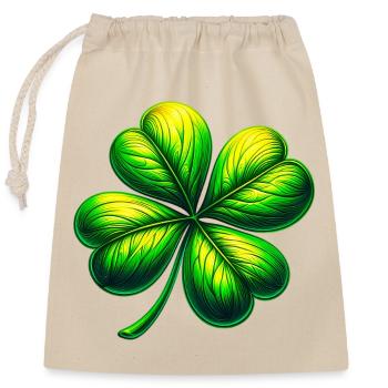 Trèfle à quatre feuilles - Sac cadeau en coton avec cordon (25 x 30 cm) - nature - Devant