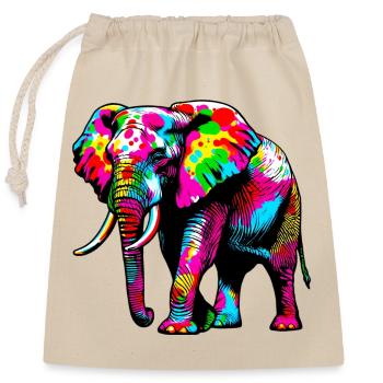 Elefant - Verschließbarer Geschenkbeutel aus Baumwolle (25x30cm) - Natur - Vorne