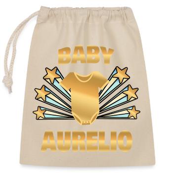 Born Aurelio - Closable cotton gift bag (25x30cm) - nature - Front