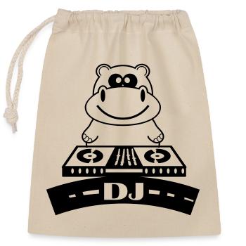 hippo_dj - Closable cotton gift bag (25x30cm) - nature - Front