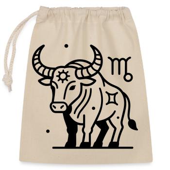 Signe du zodiaque du Taureau - Sac cadeau en coton avec cordon (25 x 30 cm) - nature - Devant